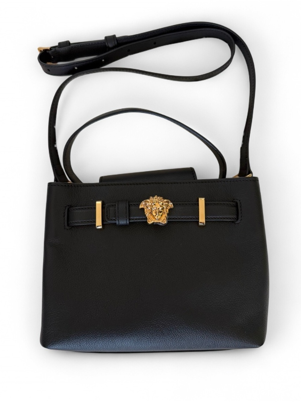 Versace Black Leather Top-Handle Mini Bag Medusa Hadware - Picture 2 of 7